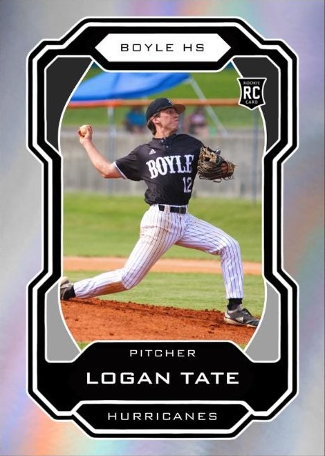 Custom baseball trading card for Logan Tate, pitcher