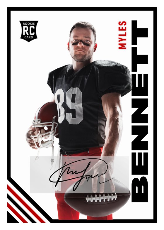 Custom autographed rookie card for Myles Bennett, number 89