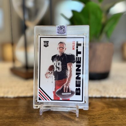 A custom card sealed in a Jungle Sports Cards acrylic case